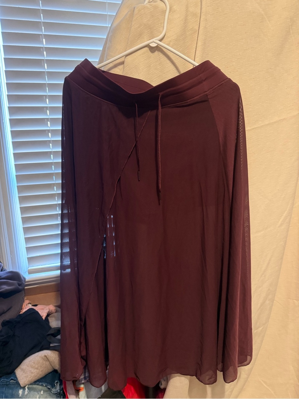 HALARA Burgundy Mesh A-Line Skirt